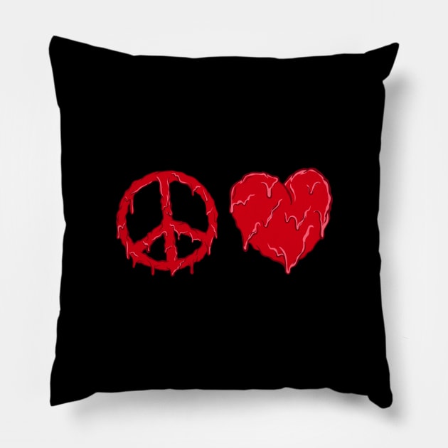 Grime Peace and Love Pillow by yogisnanda