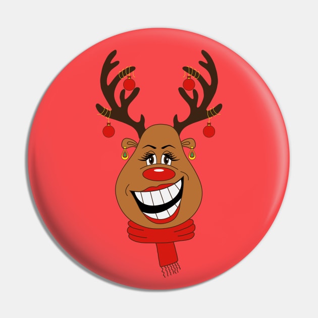 Funny Glamorous Reindeer Pin by HotHibiscus