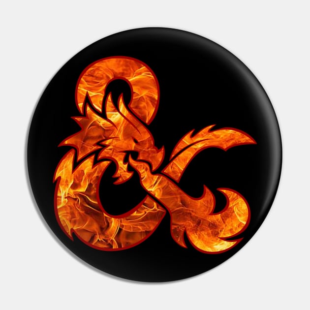 Fire Logo Funny Dungeons And Dragons DND D20 Lover Pin by Bingeprints