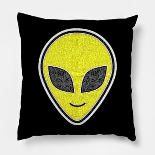 Alien Head happy emoji Embroidery style Patch texture Pillow