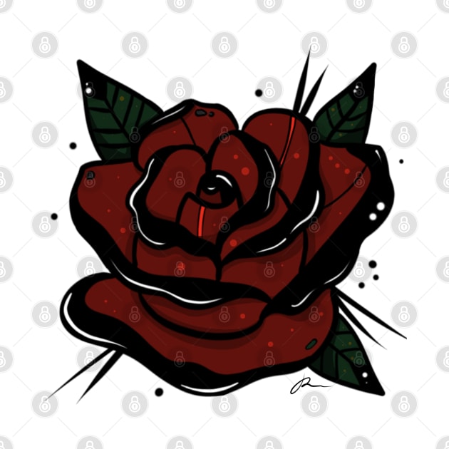 Red rose tattoo by MoonstoneandMyth