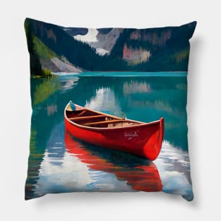 Canada Alberta Travel Poster of Lake Louise, Banff National Park Pillow