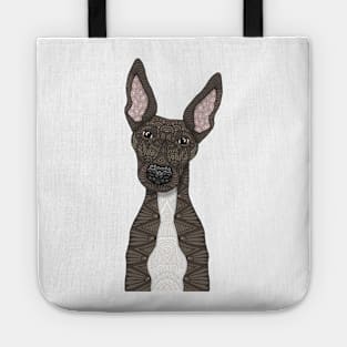 Cute brindle and white greyhound Tote