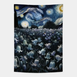 Enchanted Flower Garden Night: Bellflower Starry Floral Tapestry