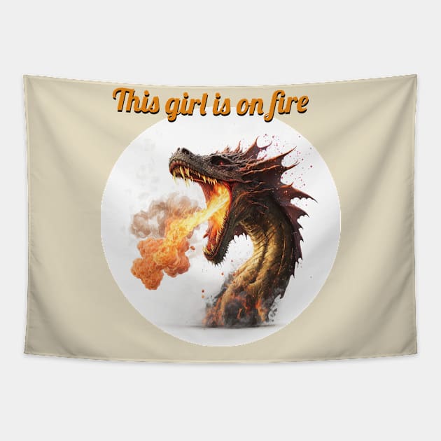 This girl is on fire - Dragon edition Tapestry by Rabbit Hole Designs