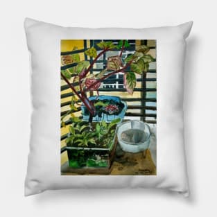 Urban Nature: A Balcony View Pillow