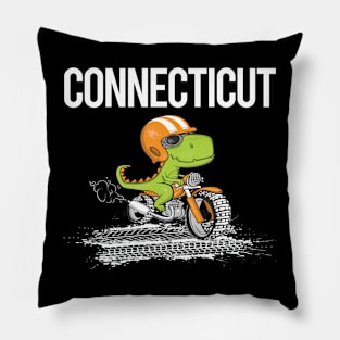 Biking Dinosaur Connecticut Pillow