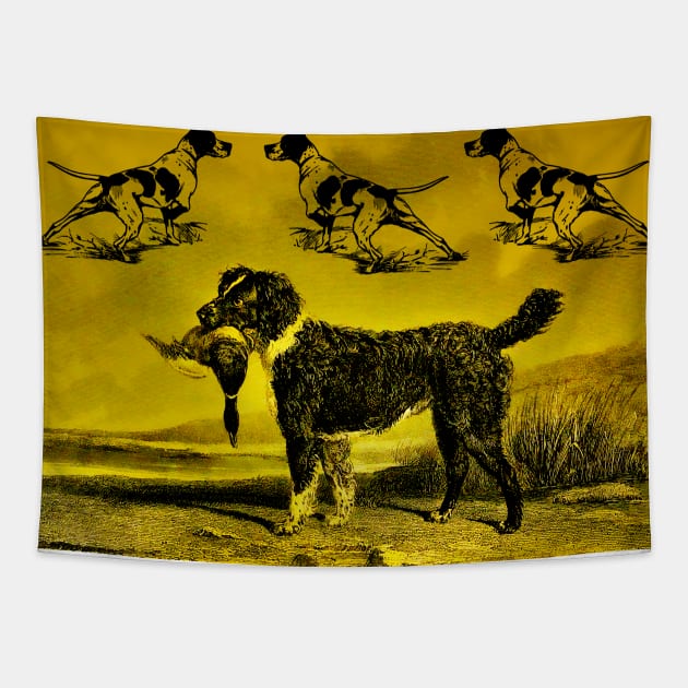 pheasant hunting dog Tapestry by Marccelus