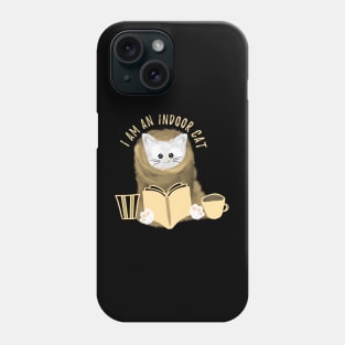 Introvert book lover coffee lover boba tea lover cute cat Phone Case