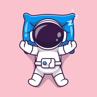 Cute Astronaut Sleeping On Pillow Cartoon T-Shirt