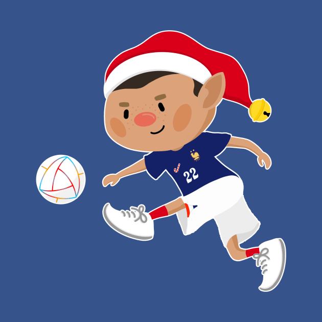 France football Christmas elf. Football World Cup soccer T-Shirt by abtchlr