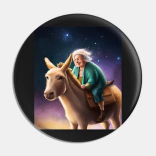 Little Old Lady Riding a Donkey Pin