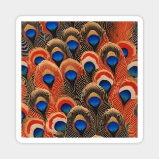 Peacock Feathers Pattern, Japanese Style Magnet