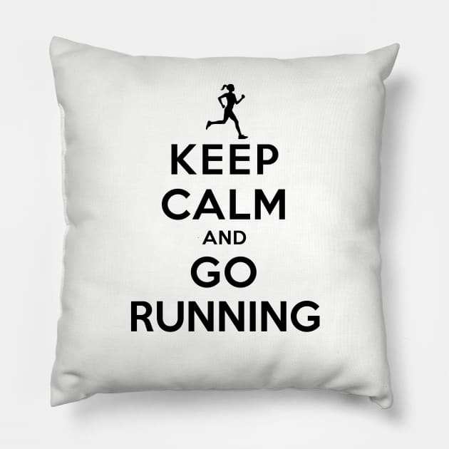 Keep Calm and Go Running (Female) Pillow by rachaelroyalty