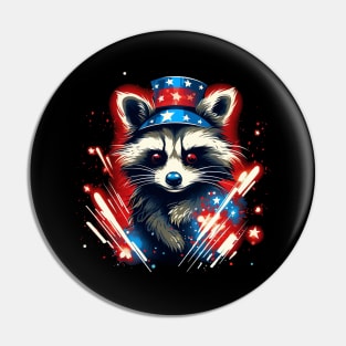 Magic raccoon proudly American Flag Pin