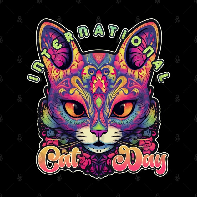 International Cat Day Sugar Skull Kitten by DanielLiamGill