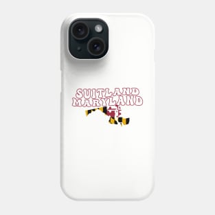 Suitland Maryland Retro Wavy 1970s Text Phone Case