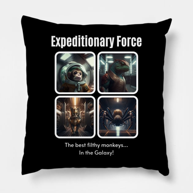 Filthy Monkeys - Expeditionary Force Pillow by AI-datamancer