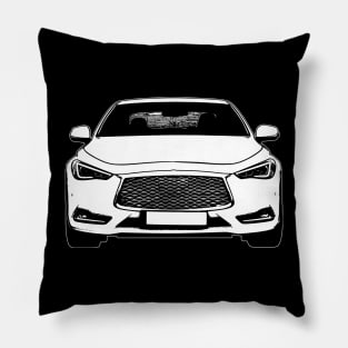 White Infiniti Q60 Sketch Art Pillow