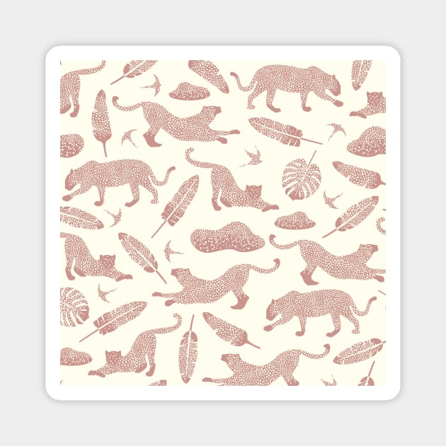 Blush Safari / Wild Cats, Monstera and Birds Magnet by matise