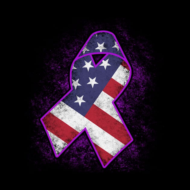 Flag American Alzheimers Awareness Peach Ribbon Warrior by celsaclaudio506