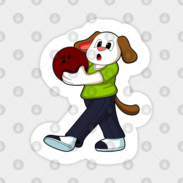 Dog at Bowling with Bowling ball Magnet by Markus Schnabel