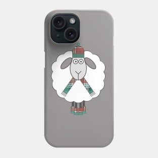 Cosy Winter Sheep With Christmas Tartan Hat, Scarf and Boots Phone Case