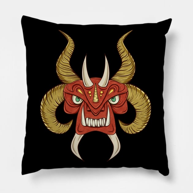 Red Devil Mask Pillow by Pincay