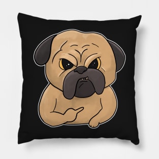 Grumpy Pug Dog Holding Middle Finger Boxer Pillow