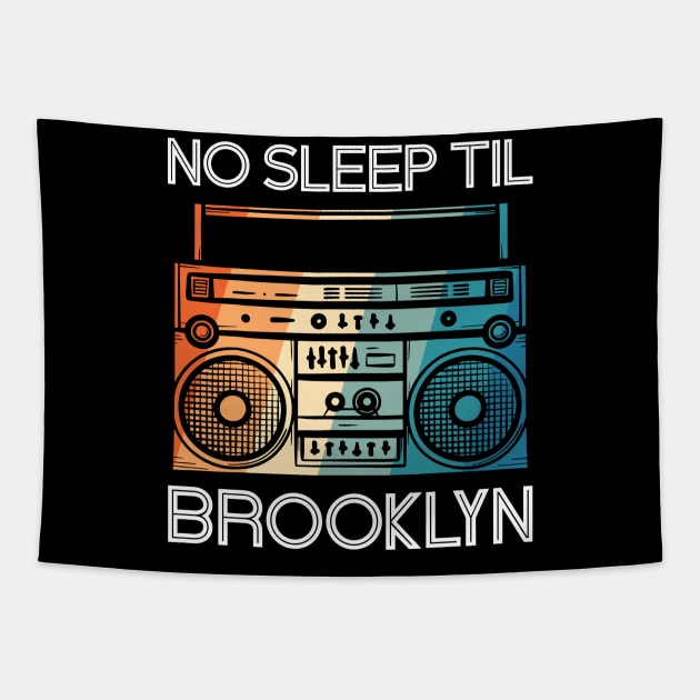 Retro No Sleep Till Brooklyn Vintage Radio Tapestry by Dimma Viral