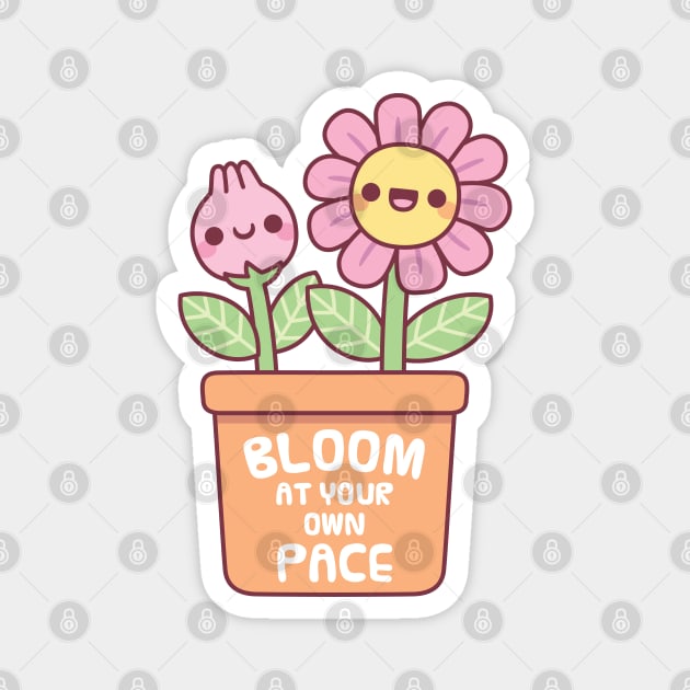 Cute Flower And Bud Bloom At Your Own Pace Magnet by rustydoodle