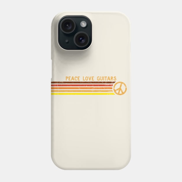 PEACE LOVE GUITARS Sunset Retro Stripes Phone Case by Jitterfly