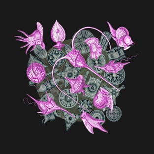 Ernst Haeckel Pink Peridinea on Cerulean  Diatoms T-Shirt