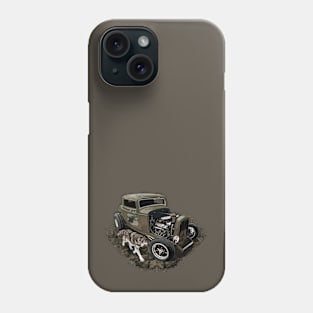 Rusty Hot Rod and Wolf Phone Case