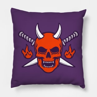 Angry Devil Skull Pillow