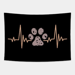 Cat Paw Print Heartbeat Design, Cute Cat Lover Gift Tapestry