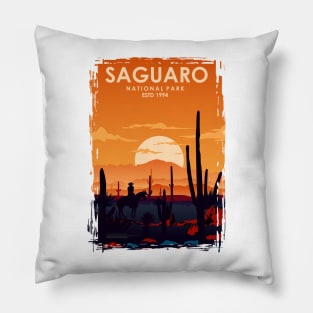 Saguaro National Park Vintage Minimal travel poster Pillow