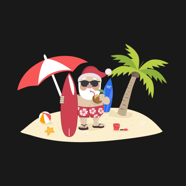 Santa Claus Surfing Hawaiian by Skylane