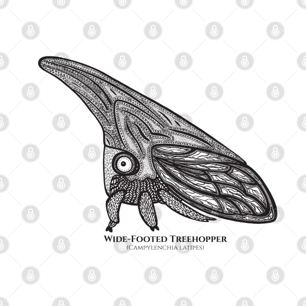 Treehopper with Common and Latin Names - super cute bug drawing by Green Paladin