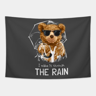 The bear design "The rain" Tapestry