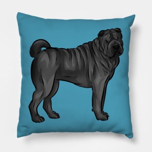 Cute Black Sharpei Dog Pillow