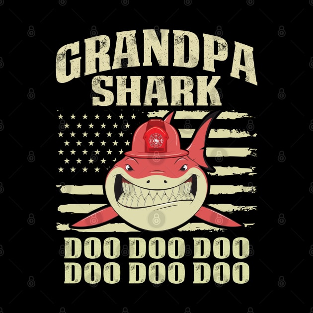 Grandpa Shark-Firefighter T-Shirt by Murder By Text