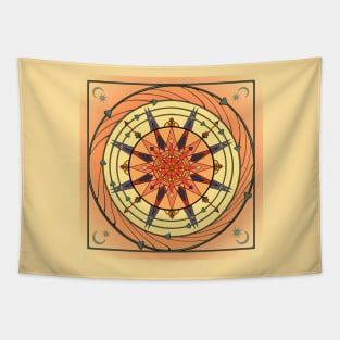 Radiant Sun Vintage Art Mandala Tapestry