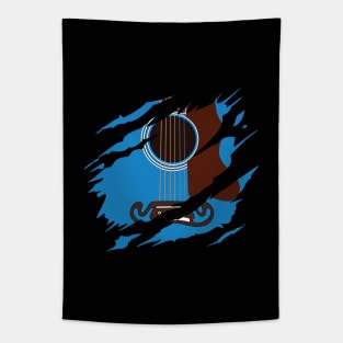 Ripped Acoustic Guitar Blue Color Tapestry