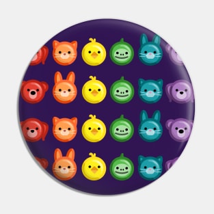 Animal Rainbow Button Pattern Pin