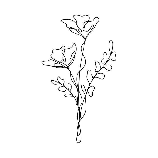 Wildflower Line Art | Floral Botanical Minimalist Lineart by RachelFCreative