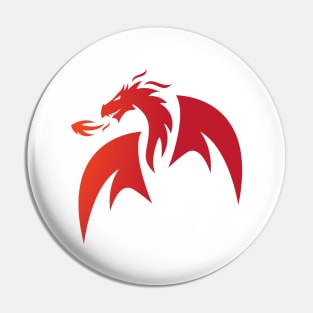 Dragon Head Silhouette Red Gradient Color Pin