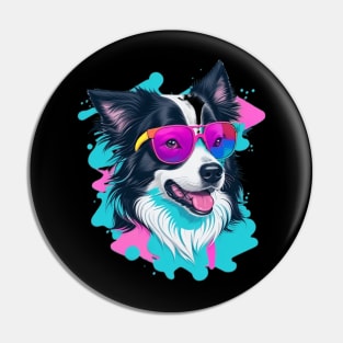 Cool Border Collie with Sunglasses Pin