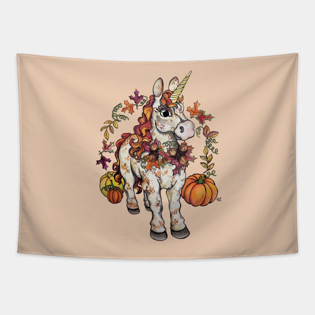 Pumpkin Spice Unicorn Tapestry by artfulfreddy