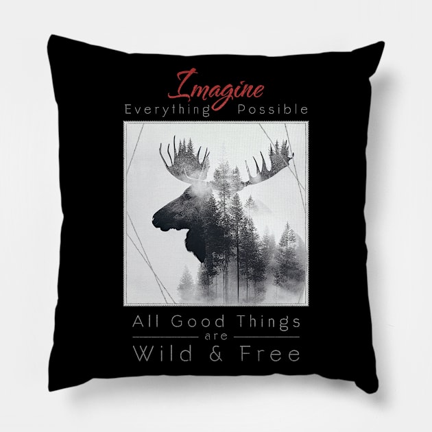 Moose Nature Outdoor Imagine Wild Free Pillow by Cubebox